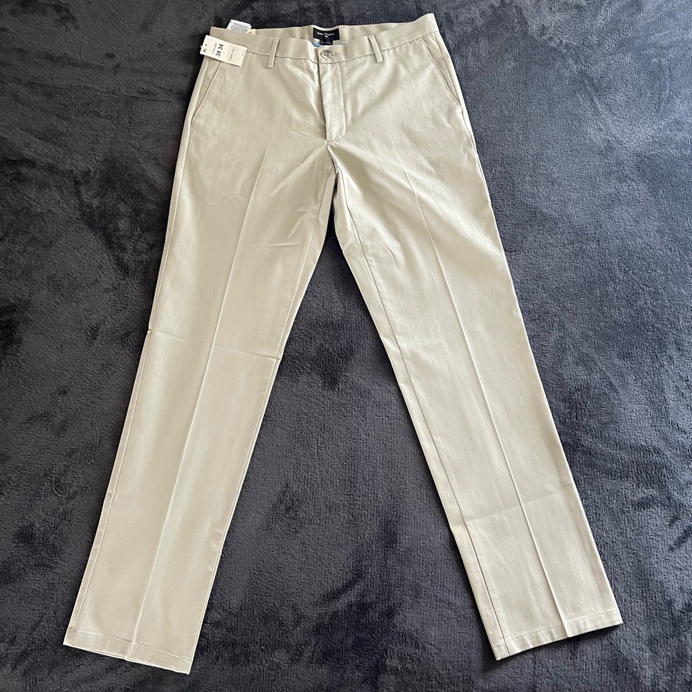 Mens Docker Khaki Dress Pants - 34 x 34 - Slim Tapered Fit